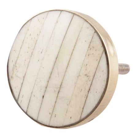 Cream Round  Metal And Bone Knob Online